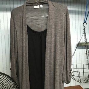 Grey and black top and cardigan set